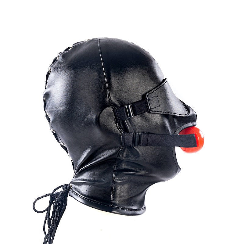 BDStyle BDSM Play Hood With Blindfold And Mouth Gag Male Premium Control System - - Bondage Hoods