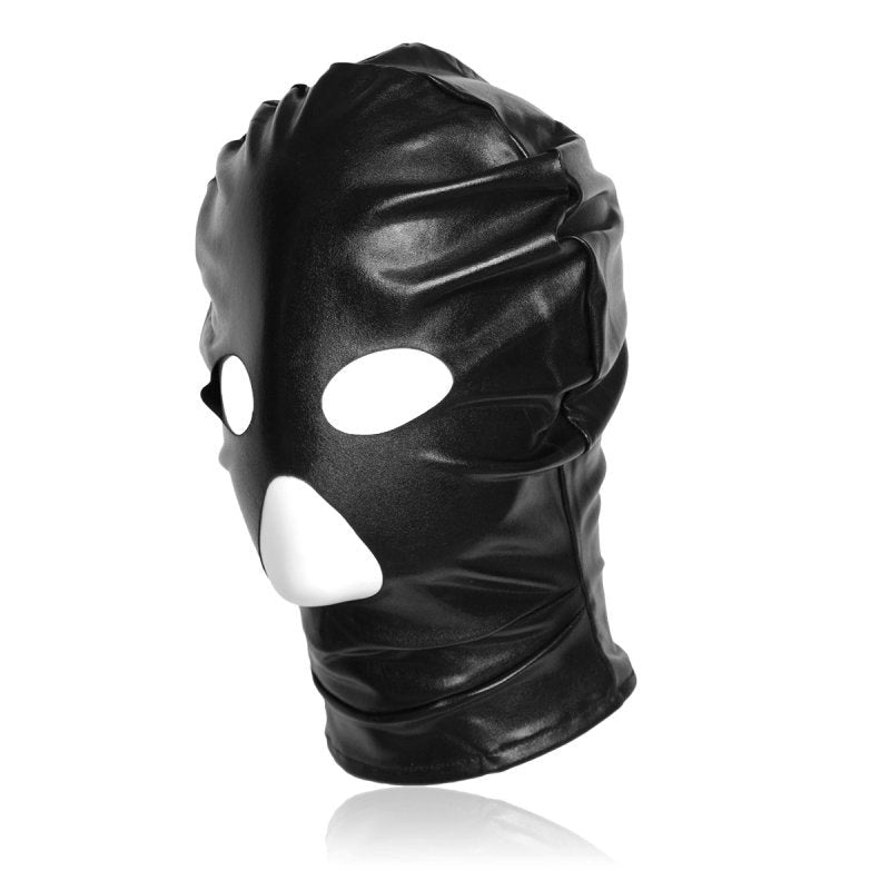 BDStyle Patent Leather BDSM Hood with Open Mouth and Eyes Premium PVC - - Bondage Hoods