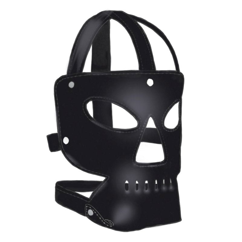 BDStyle Premium Punisher BDSM Play Muzzle Skull Design Chrome Buckles - Bondage Hoods