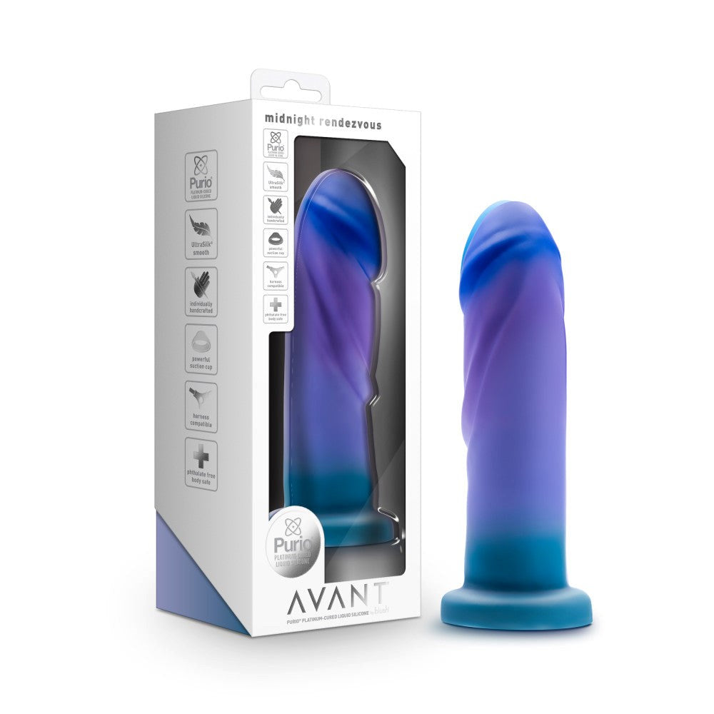 Blush Novelties Avant Midnight Rendezvous Realistic Dildo Ocean Blue 19cm - - Realistic Dildos