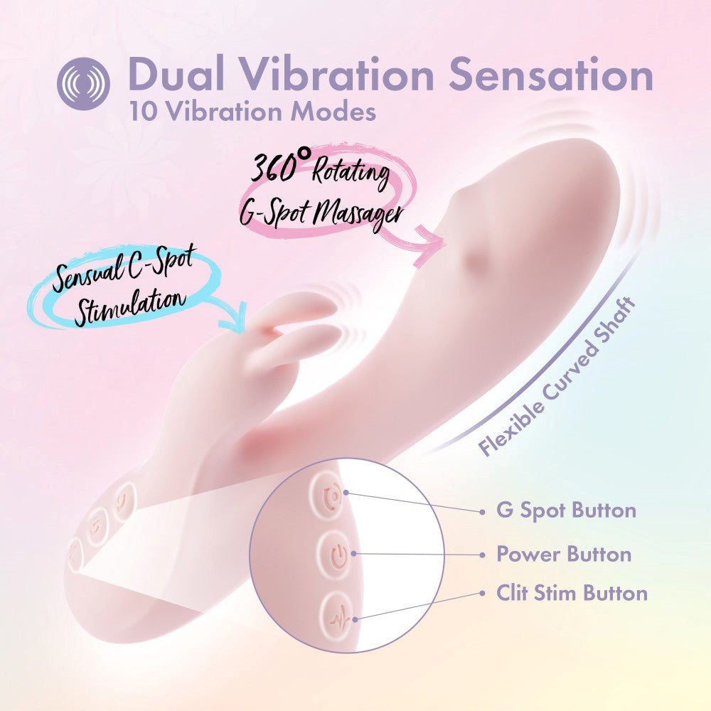 Blush Novelties Play With Me Fairy Flutter Rabbit Vibrator Pink Dual Motor - - Rabbit Vibrators