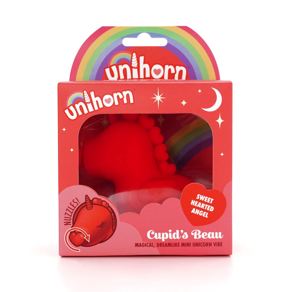 Unihorn Cupids Beau USB Rechargeable Heart Nosed Stimulator Red Clitoral Vibrator - - Finger and Tongue Vibrators