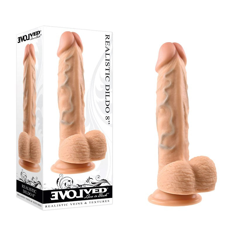 Evolved Realistic Dildo With Textured Balls Flesh 21cm Dual Density - - Realistic Dildos