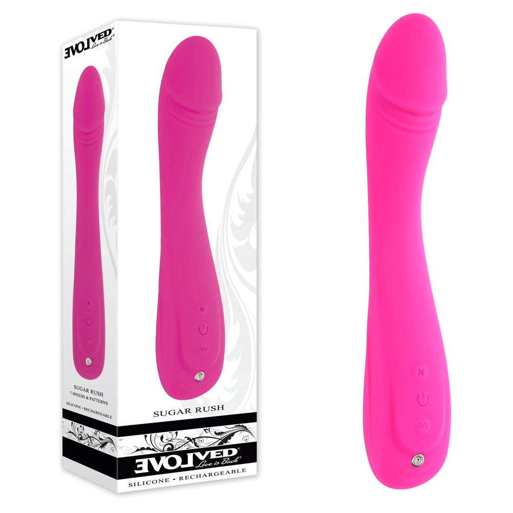 Evolved SUGAR RUSH USB Rechargeable G Spot Vibrator Pink with Turbo Mode - - G-Spot Vibrators