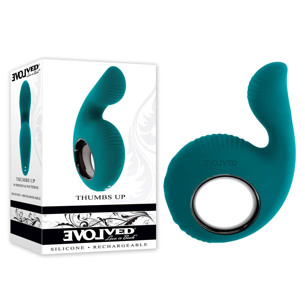 Evolved THUMBS UP USB Rechargeable Vibrator Green with Dual Motors - - Personal Massagers