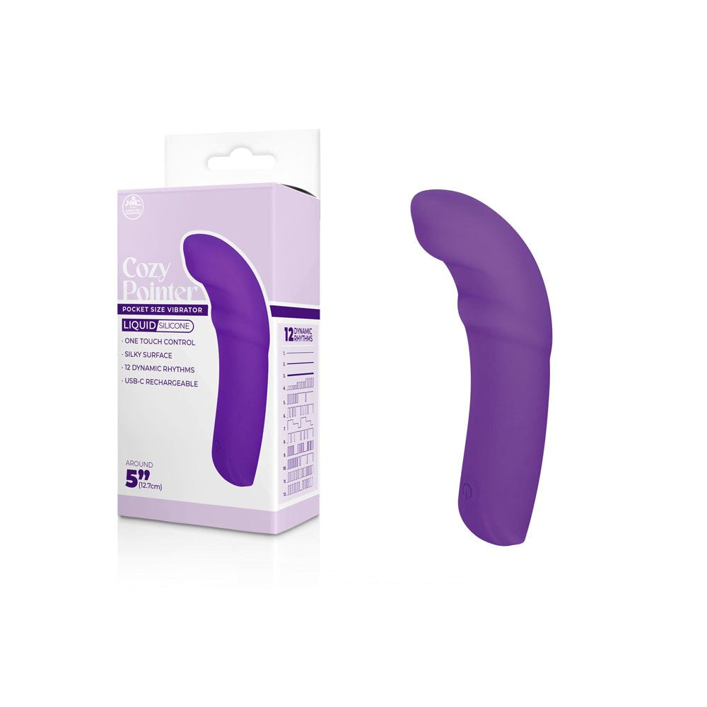 NANMA Corporation Excellent Power Cozy Pointer USB Rechargeable Curved Mini Vibrator Purple with 12 Vibration Patterns - - Mini & Slim Vibrators