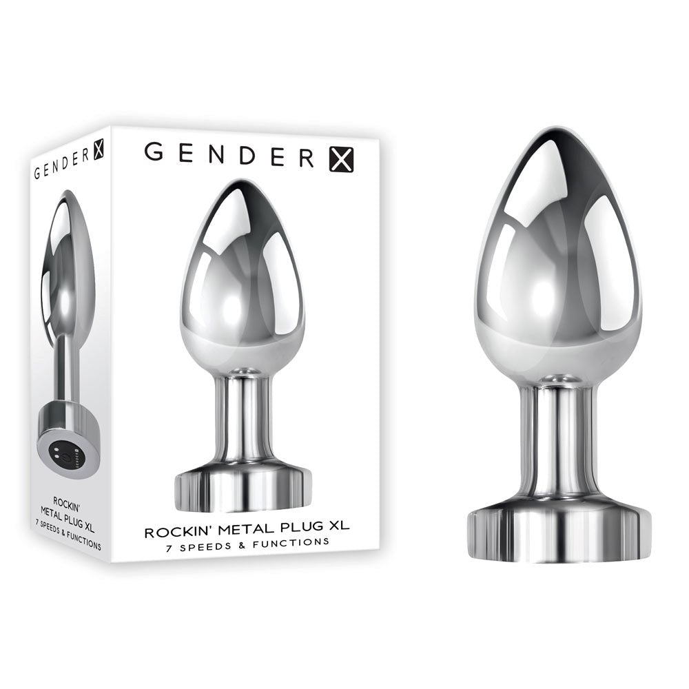 Evolved Gender X ROCKIN USB Rechargeable Vibrating Butt Plug XL Chrome Metal - - Butt Plugs