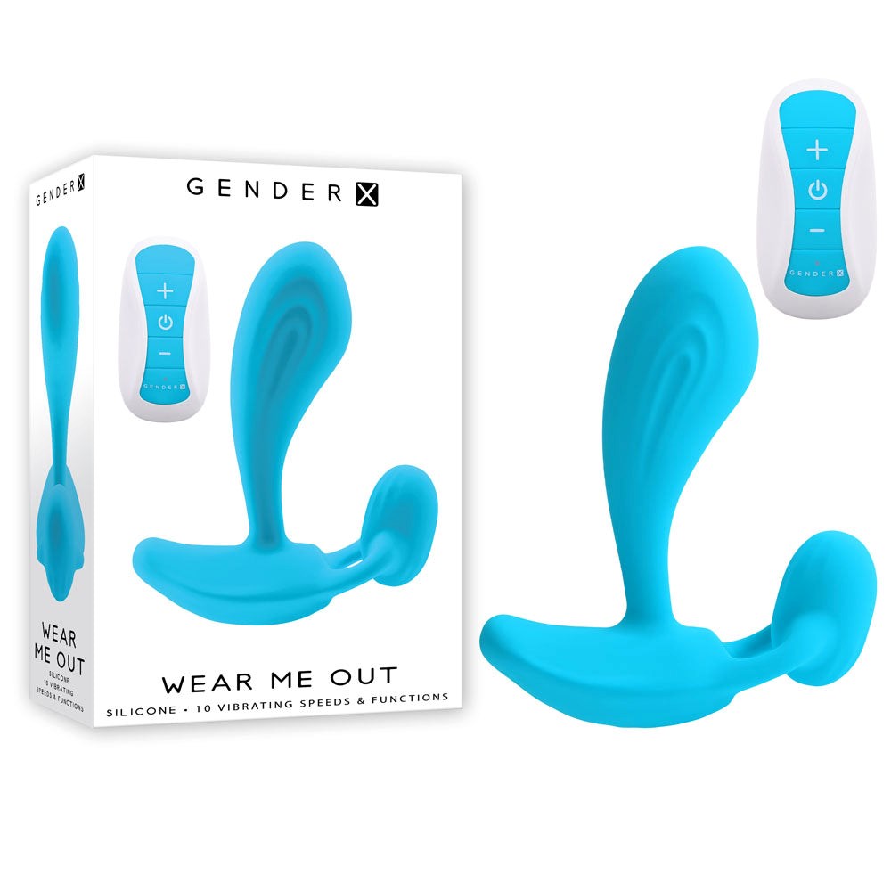 Evolved Gender X WEAR ME OUT Remote Controlled Wearable Adult Vibrator Blue Dual Motor - - Remote Control Vibrators