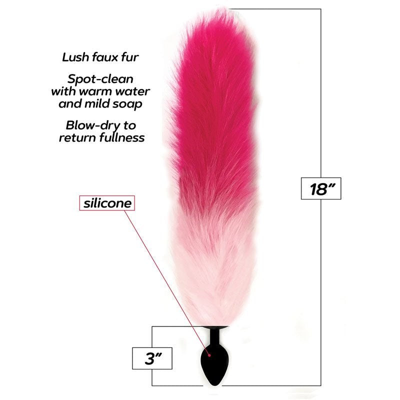 Icon Brands Foxy Fox Tail Silicone Butt Plug Pink Gradient 46cm Premium Cosplay - - Butt Plugs