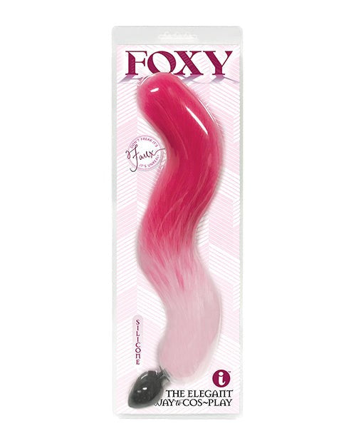 Icon Brands Foxy Fox Tail Silicone Butt Plug Pink Gradient 46cm Premium Cosplay - - Butt Plugs