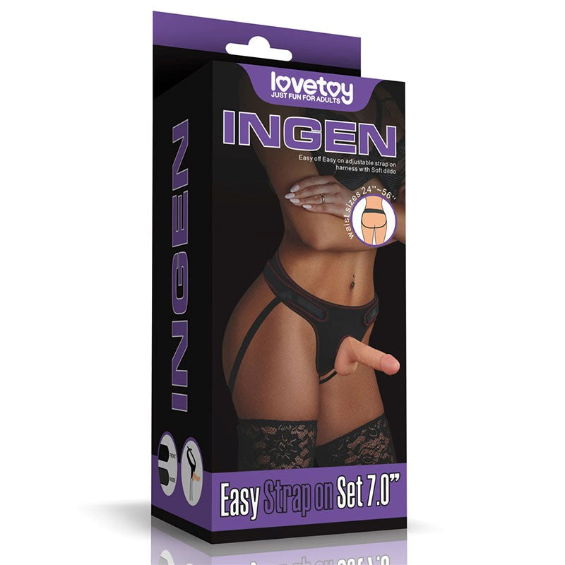 Lovetoy Ingen Easy Strap-On Dildo Set Flesh 17.8cm - - Strap On Sextoys
