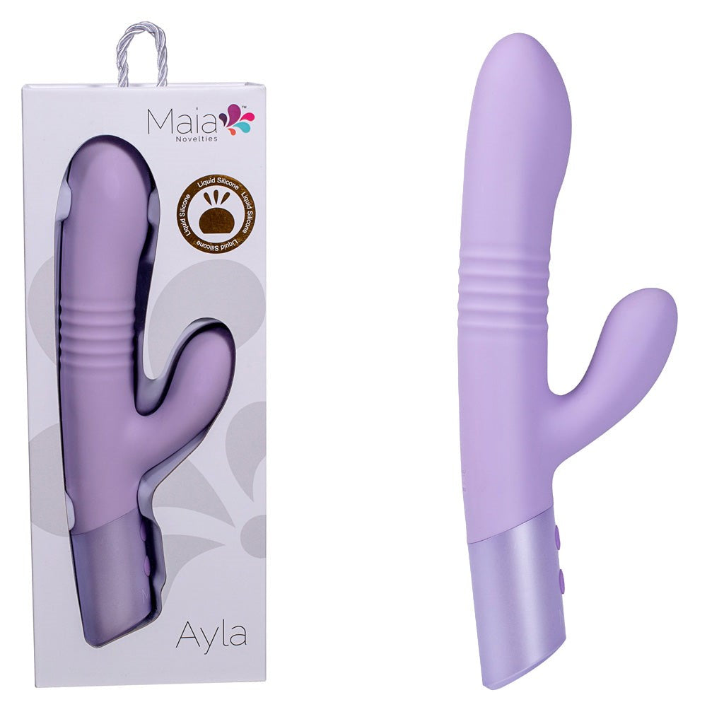 Maia Toys Maia AYLA USB Rechargeable Thrusting Rabbit Vibrator Lavender Dual Motor - - Rabbit Vibrators