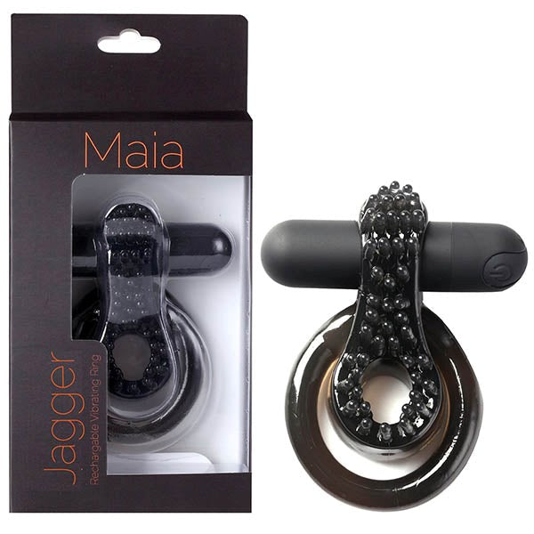 Maia Toys Maia Jagger USB Rechargeable Vibrating Cock & Ball Ring Black - - Vibrating Cock Rings
