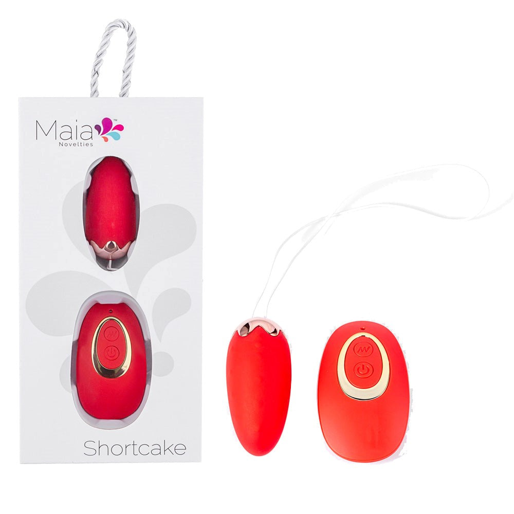 Maia Toys Maia SHORTCAKE USB Rechargeable Vibrating Love Egg with Wireless Remote Red - - Love Eggs and Kegel Exercisers