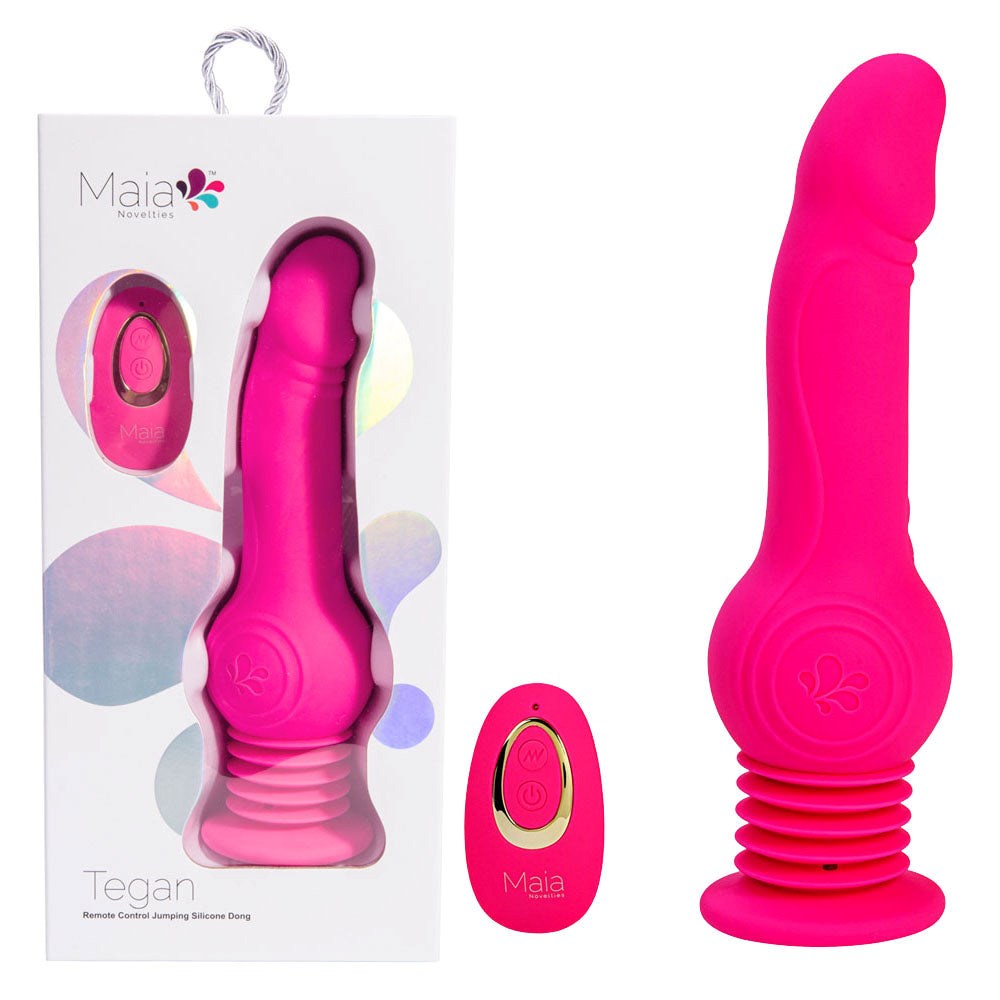 Maia Toys Maia TEGAN USB Rechargeable Jumping Vibrating Dong with Remote Pink - - Vibrating Dildos