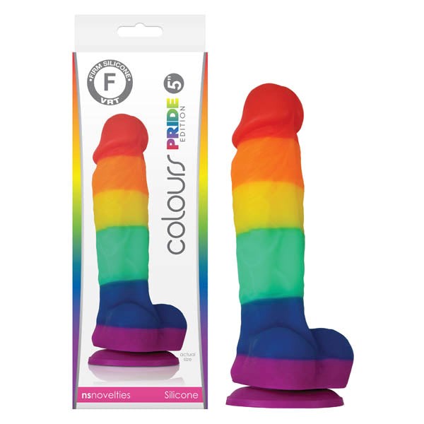 NS Novelties Colours Pride Edition Realistic Dong Rainbow 12.7cm Premium Silicone - - Realistic Dildos