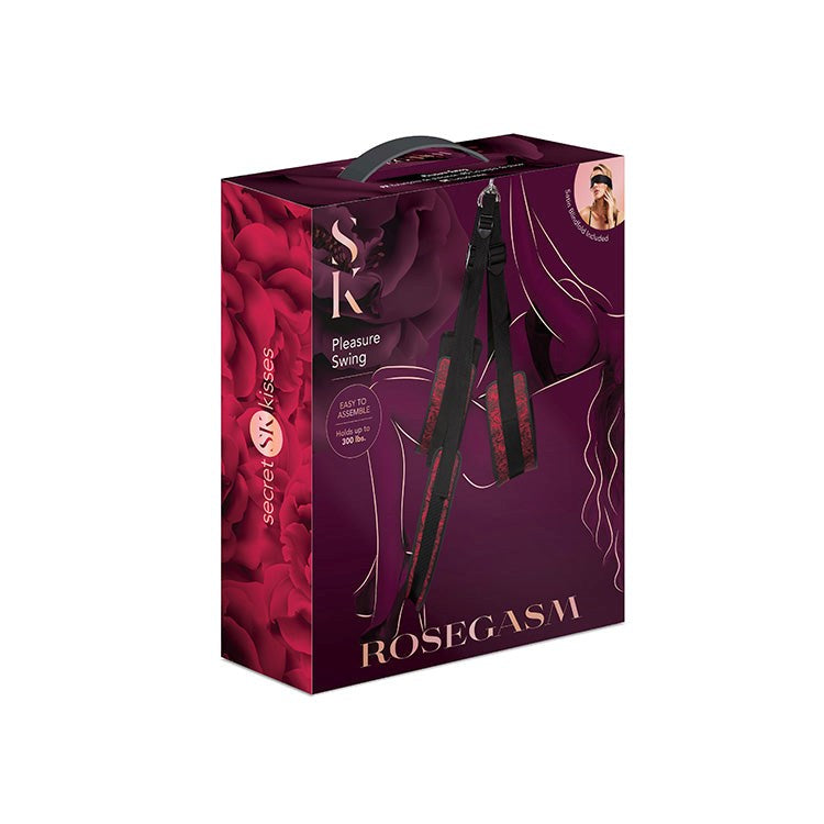 Xgen Products Secret Kisses ROSEGASM Pleasure Sex Swing Black/Red Premium Support - - Sex Swings And Slings