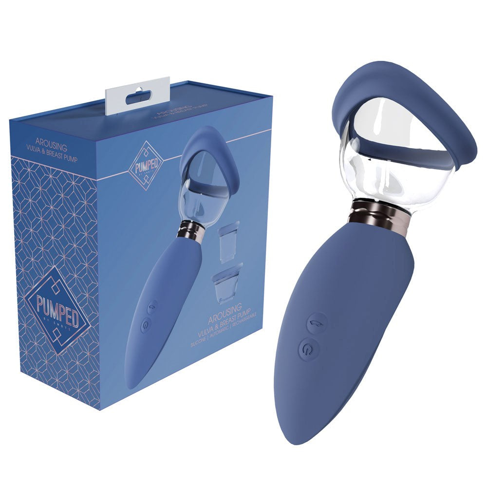 Shots Toys PUMPED Arousing Auto USB Rechargeable Ladies Pump Blue Clitoral Suction - - Pussy And Clit Toys