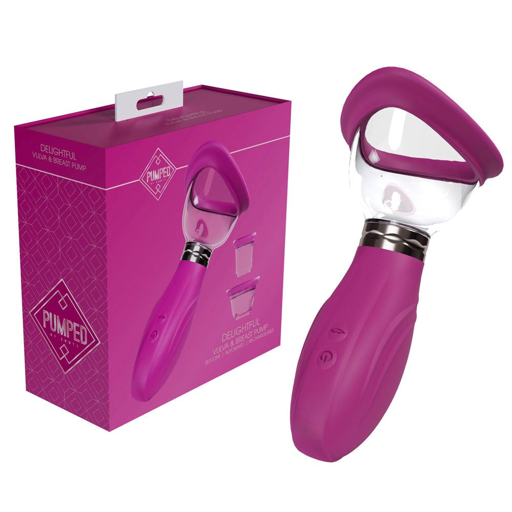 Shots Toys PUMPED Delightful Auto USB Rechargeable Ladies Pump Pink F1 Motor - - Pussy And Clit Toys