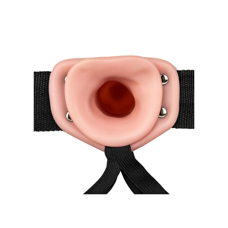 Shots Toys REALROCK Vibrating Hollow Strap On Dildo Flesh with 1200 RPM Motor - - Strap On Sextoys