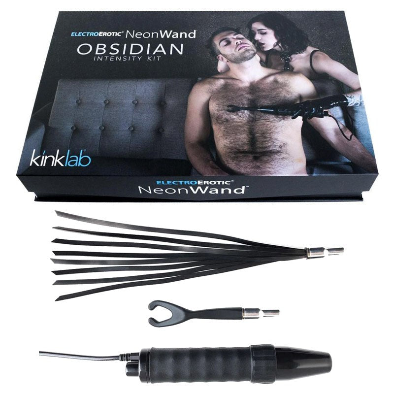 The Stockroom KinkLab Obsidian Neon Wand E Stimulation Kit with Whip - - Electro Sex