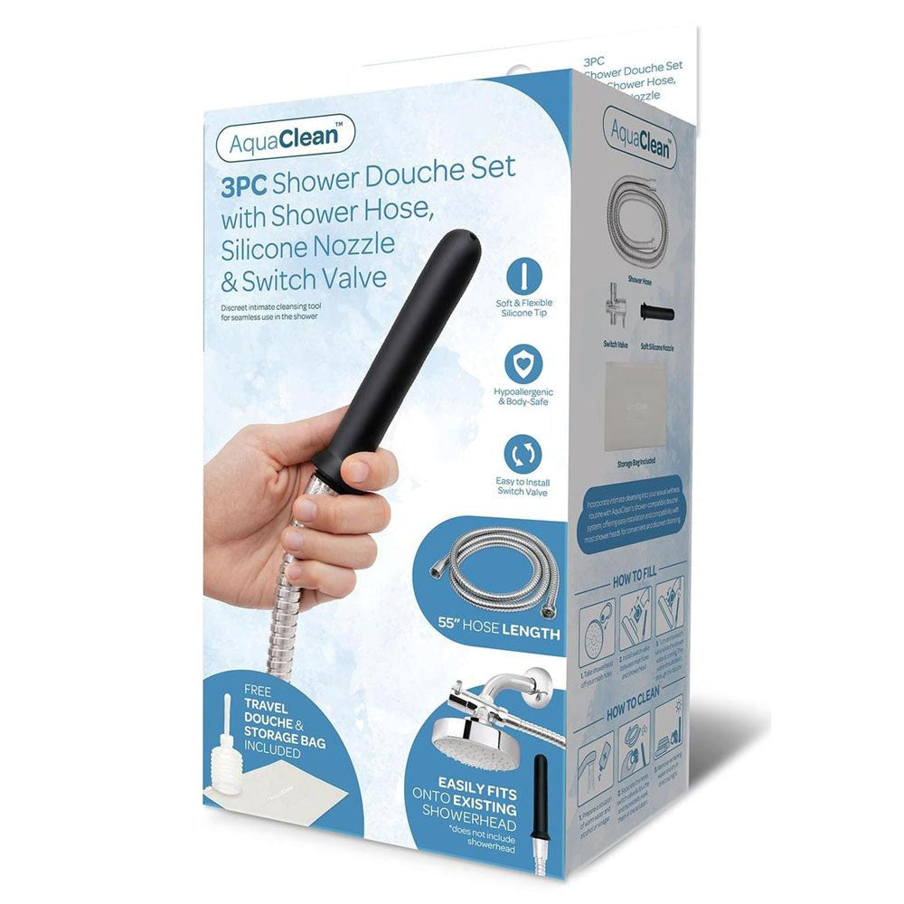 Xgen AquaClean 3 Piece Shower Douche Set Medical Grade Silicone Hygiene Kit - - Enemas and Douches