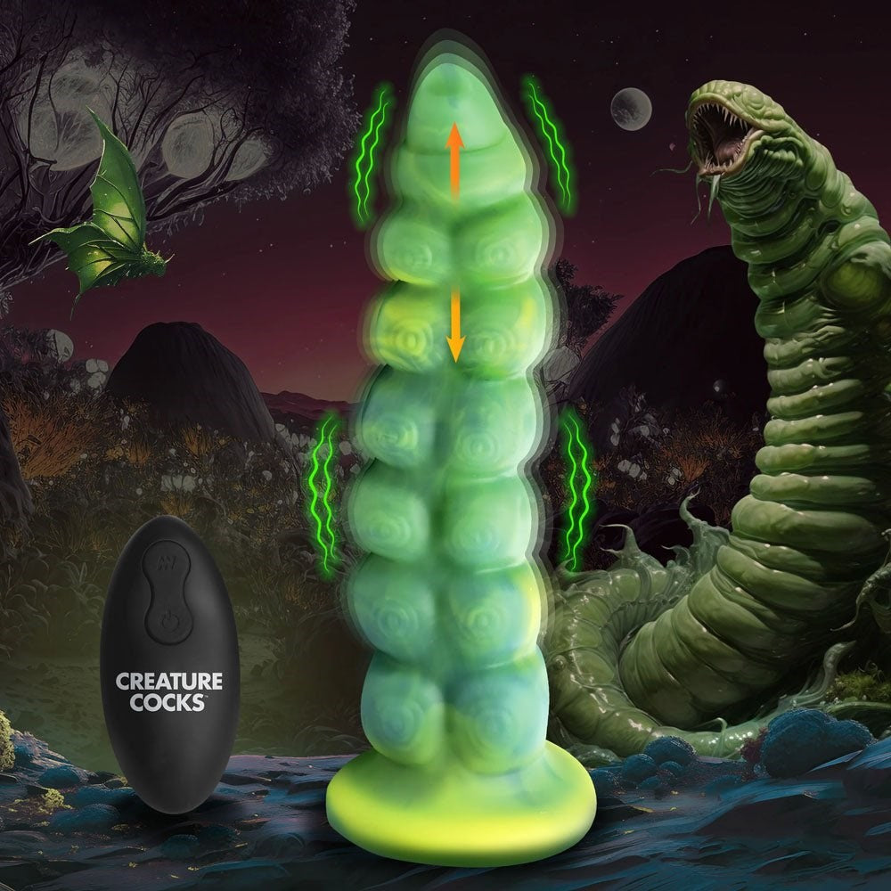 XR Brands Creature Cocks Squirmer Thrusting Vibrating Fantasy Dildo Remote Control - - Vibrating Dildos
