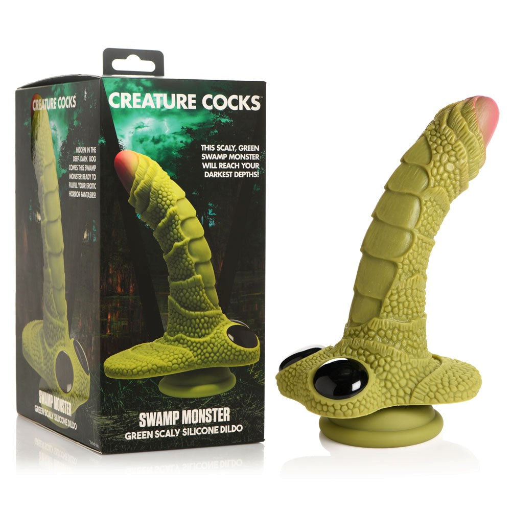 XR Brands Creature Cocks Swamp Monster Fantasy Dildo Green 23.9cm Textured Scales - - Realistic Dildos