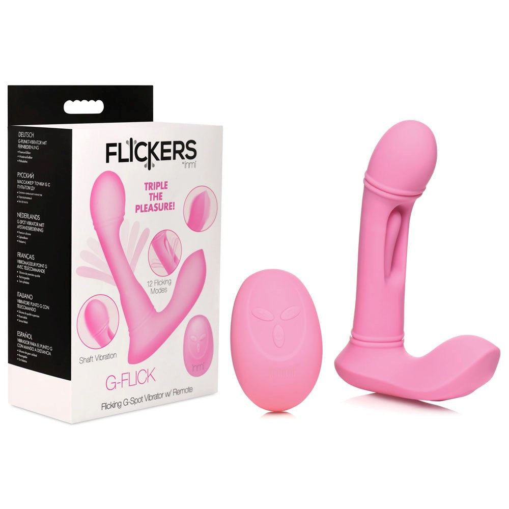 XR Brands Inmi Flickers G Flick Flicking G Spot Vibrator With Remote Pink - - G-Spot Vibrators