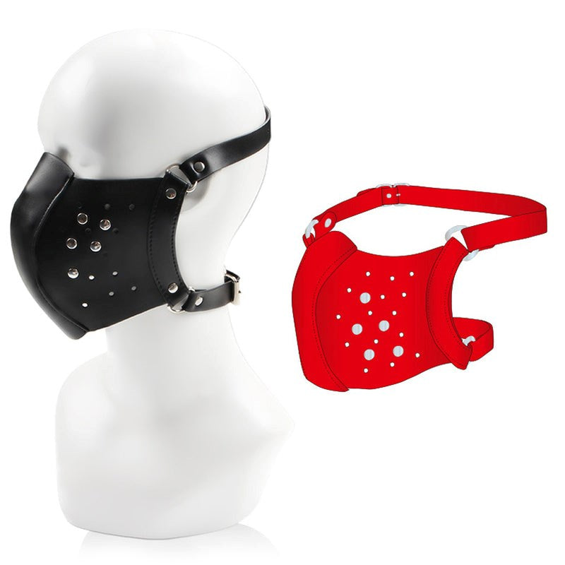 BDStyle Punk Face Mask With Hole Premium Faux Leather BDSM Roleplay Mask - Bondage Hoods