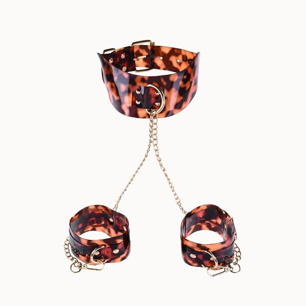 Sportsheets Amber Neck and Wrist Restraint with Gold Plated Hardware - - Cuffs and Restraints