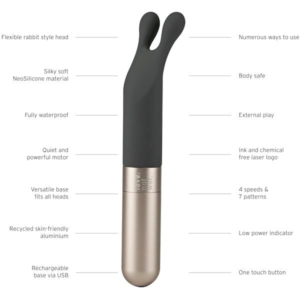 LOVE NOT WAR Laska Classic Rabbit Vibrator - - Rabbit Vibrators