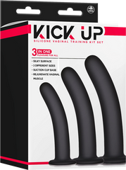 Excellent Power Kick Up Silicone Vaginal Training 3 Sizes Kit Black - - Pussy And Clit Toys