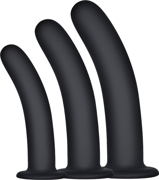 Excellent Power Kick Up Silicone Vaginal Training 3 Sizes Kit Black - - Pussy And Clit Toys