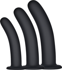 Excellent Power Kick Up Silicone Vaginal Training 3 Sizes Kit Black - - Pussy And Clit Toys