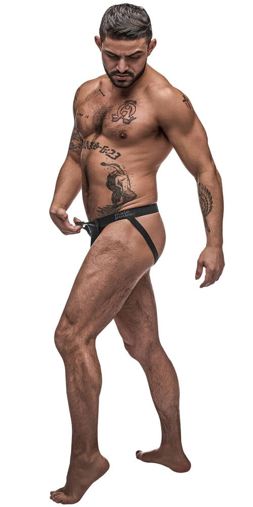 Male Power Grip and Rip Off Mens Jock Black with Breakaway Design - - His Fetish