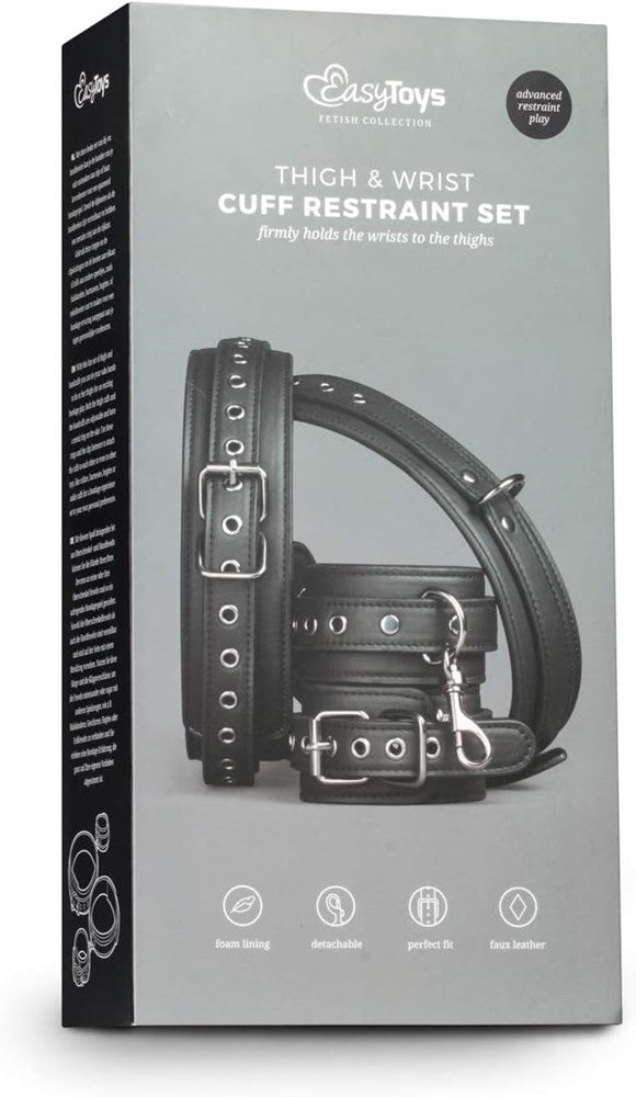 Fetish Collection Bondage Thigh and Wrist Cuff Set Premium Restraint System - - Cuffs And Restraints