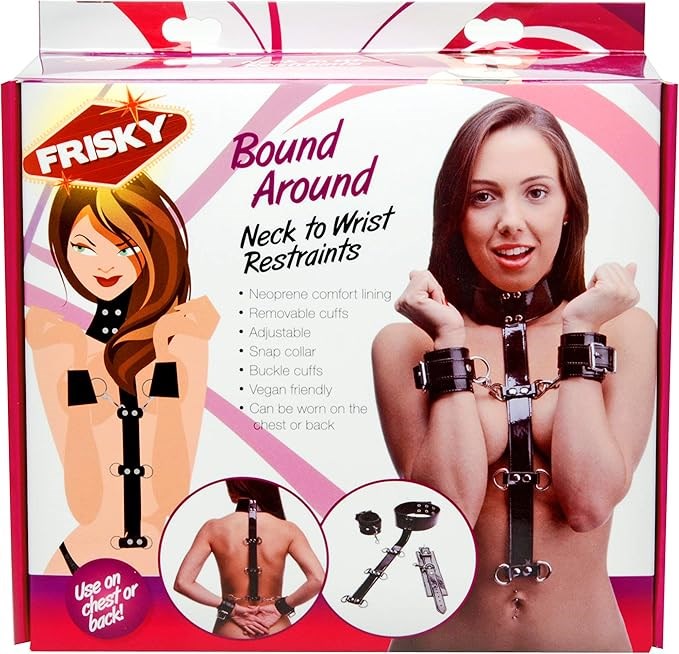 XR Brands Frisky Bound Around Neck to Wrist Restraints Adjustable BDSM - - Cuffs And Restraints