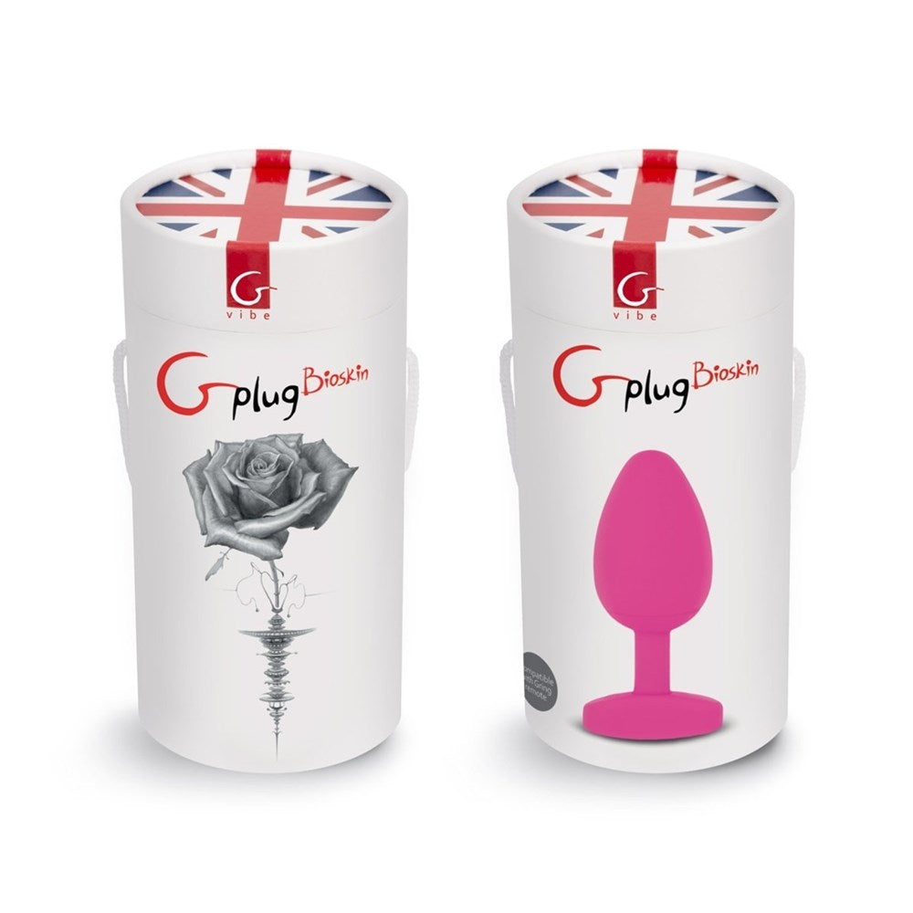 Gvibe Gplug Large Bioskin Butt Plug Sweet Raspberry with 6 Vibration Modes - - Butt Plugs
