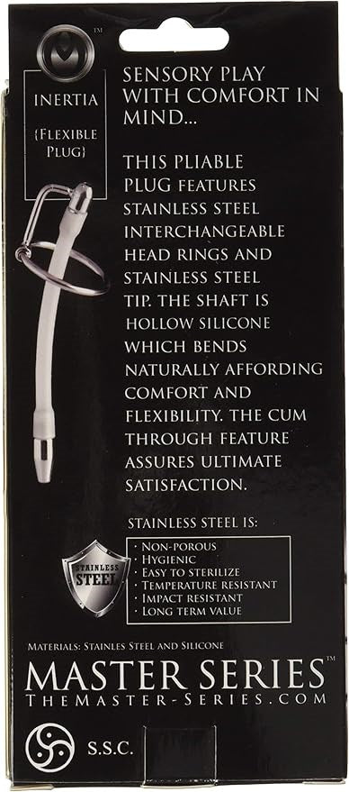 XR Brands Master Series Inertia Flexible Cum Thru Penis Plug Medical Grade - - Penis Plugs