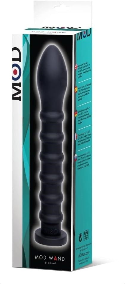 MOD Body Wand Ribbed Black Dildo with Textured Stimulation - - Body Wands