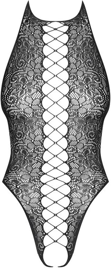 Obsessive Open Crotch Center Stitch Halter Womens Teddy with Multistretch Fabric - - Teddies and Bodysuits