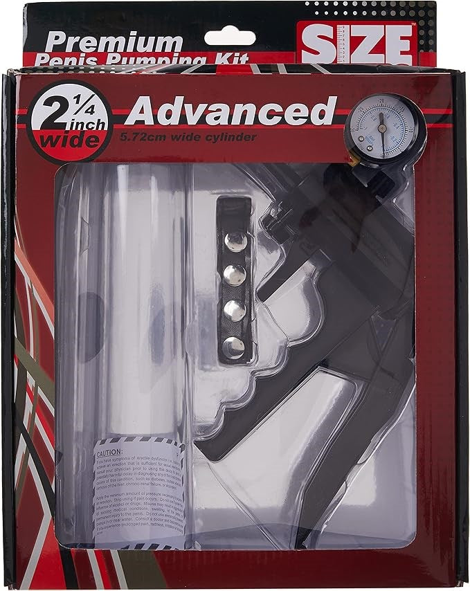 XR Brands Size Matters Advanced Size Premium Penis Pumping Kit with Gauge - - Penis Pumps And Stretchers