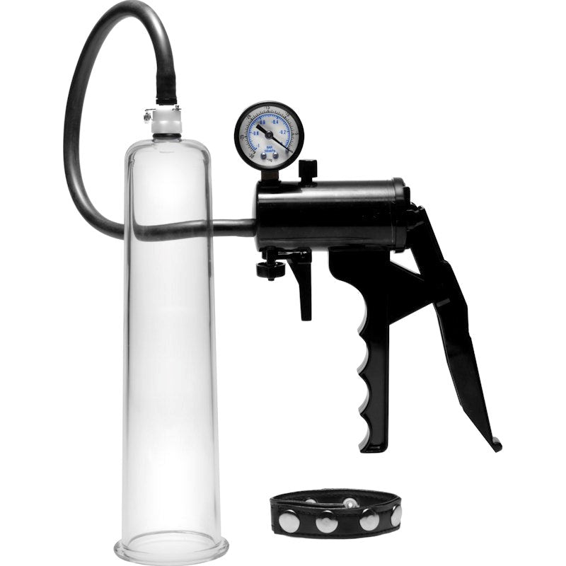 XR Brands Size Matters Intermediate Size Premium Penis Pumping Kit with Gauge - - Penis Pumps And Stretchers