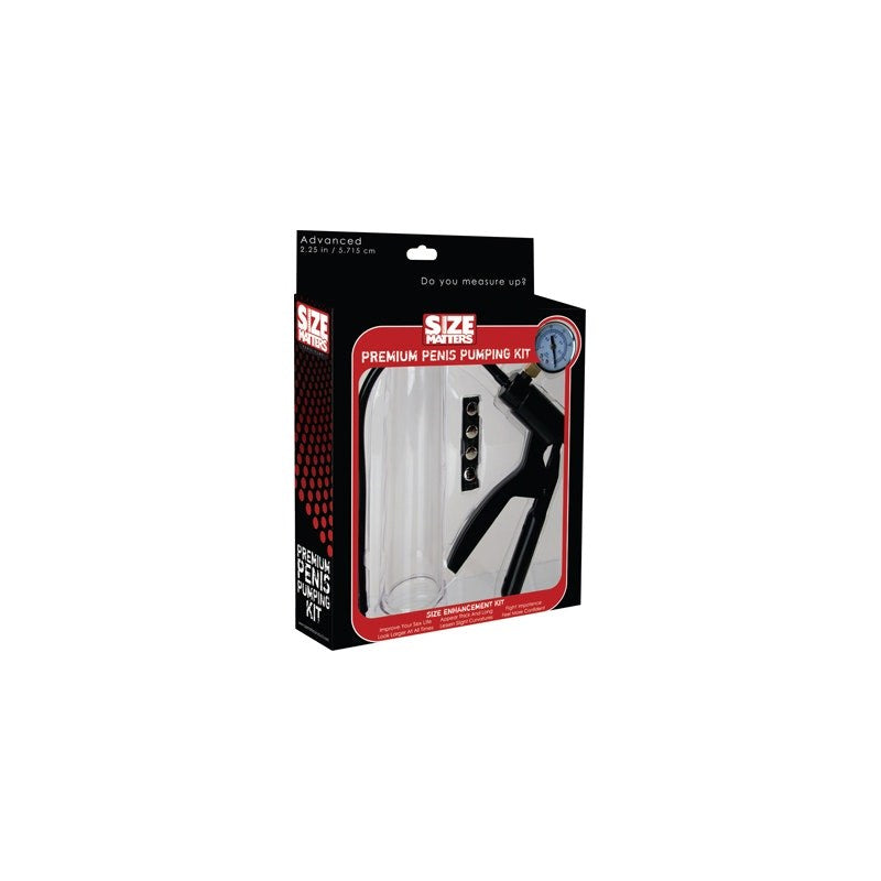XR Brands Size Matters Intermediate Size Premium Penis Pumping Kit with Gauge - - Penis Pumps And Stretchers
