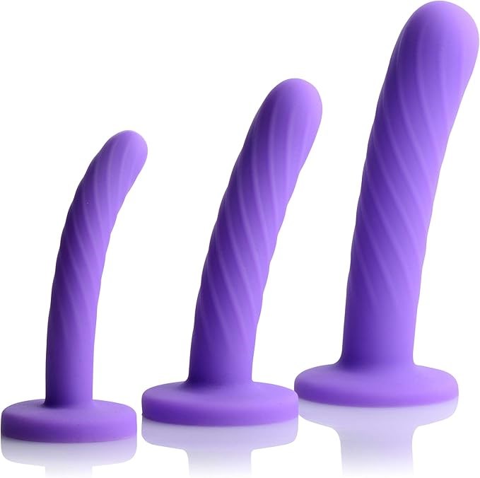 XR Brands Strap U Tri Play Silicone Dildo Set 3 Piece Progressive Sizes - - Realistic Dildos
