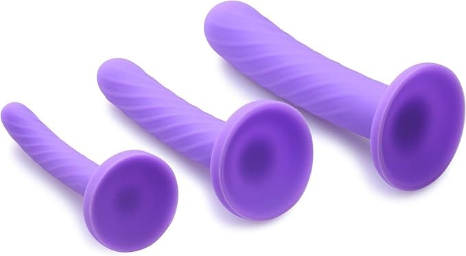 XR Brands Strap U Tri Play Silicone Dildo Set 3 Piece Progressive Sizes - - Realistic Dildos