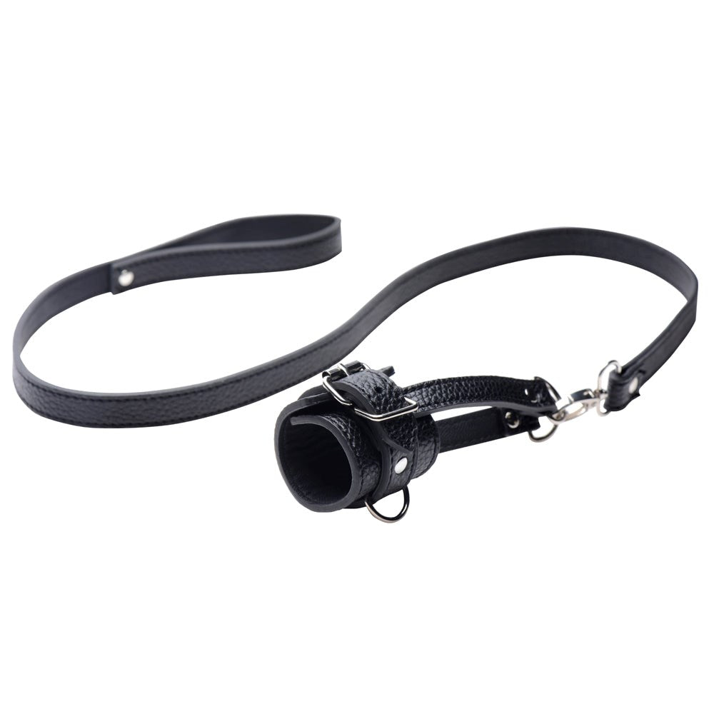 XR Brands Strict Adjustable Ball Stretcher With Leash Premium Control - - Ball and Cock Toys