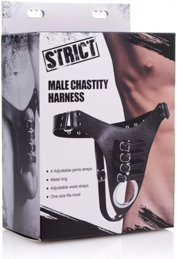 XR Brands Strict Male Chastity Harness Premium Control System - - Male Chastity