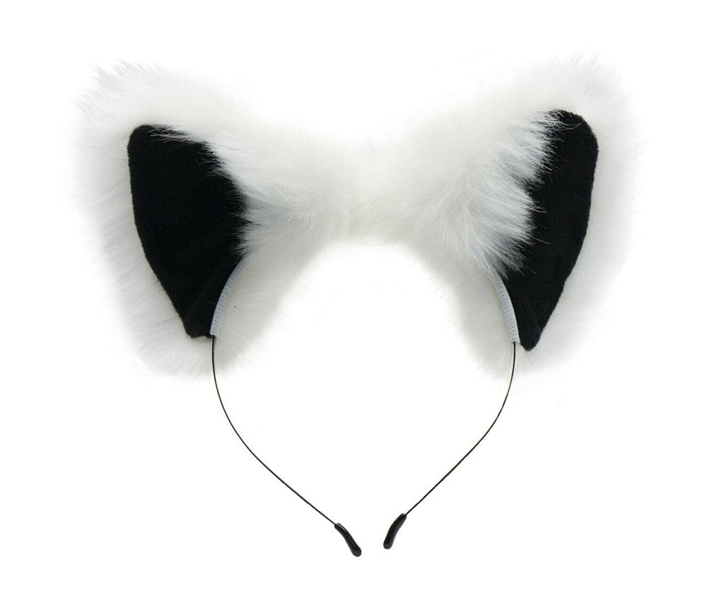 XR Brands Tailz White Fox Tail Anal Plug and Ears Set with Weighted Core - - Butt Plugs